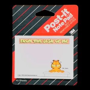 Garfield Post-it Note Pad 3M Self-Stick Removable Notes Sealed Vintage 1987